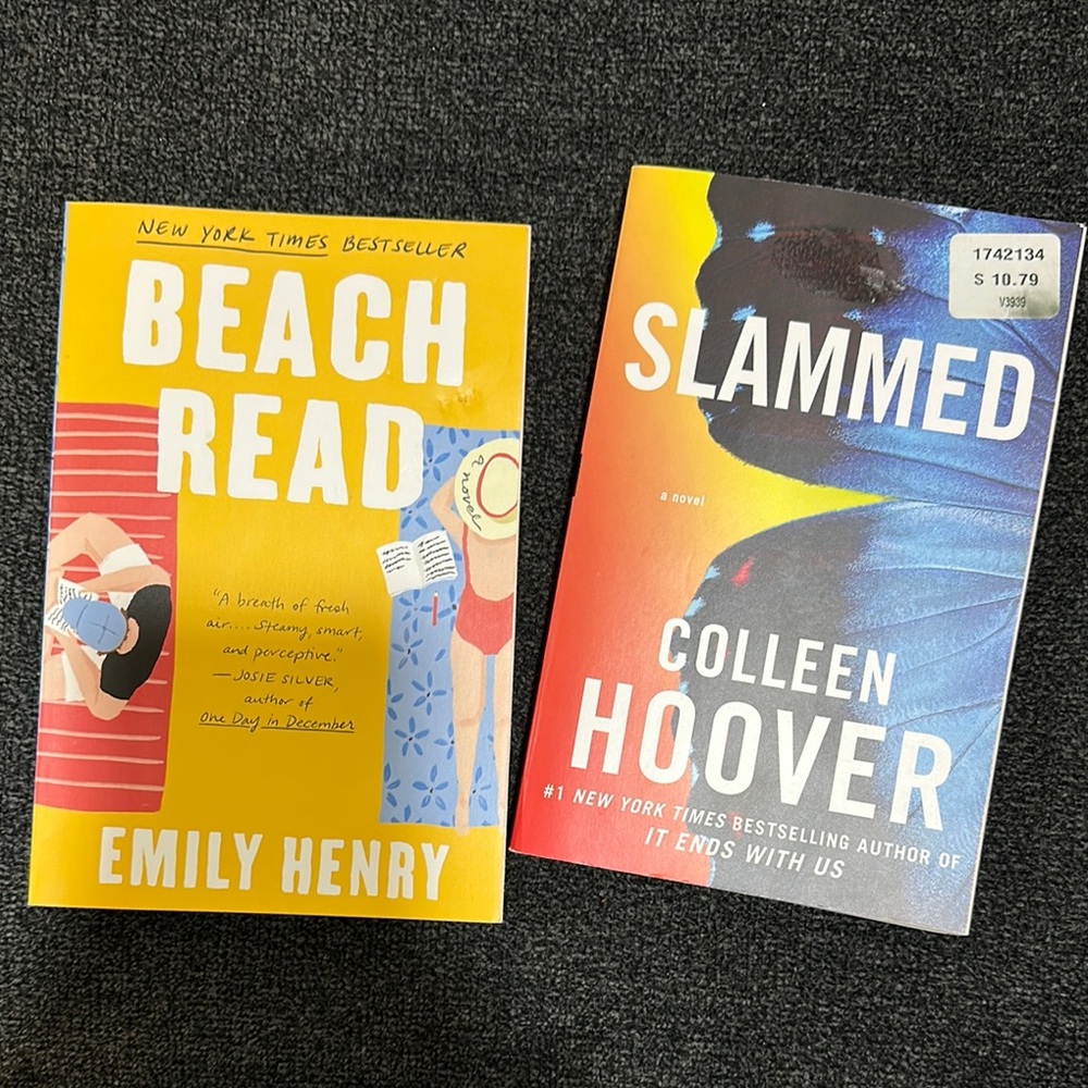Beach Read and Slammed Books by Emily Henry and Colleen Hoover